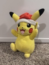 Pokemon Pikachu 9" Plush Toy with Christmas Holiday Santa Hat