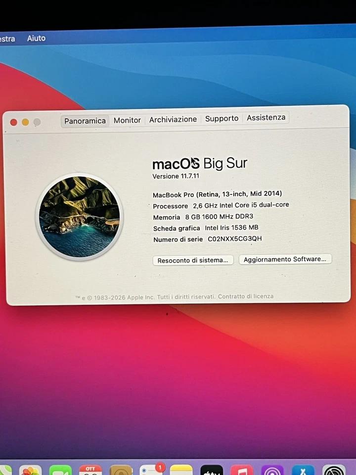 Apple MacBook Pro 13" 2014 · i5 · 8GB · 251GB, foto 1 di 5