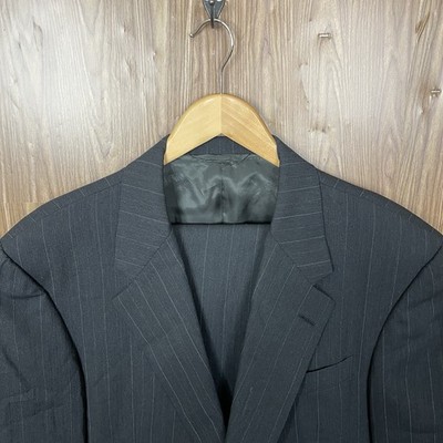 Hickey Freeman Vintage Bespoke 2 Piece Suit Mens 44R 38x31 Brown Gray Striped