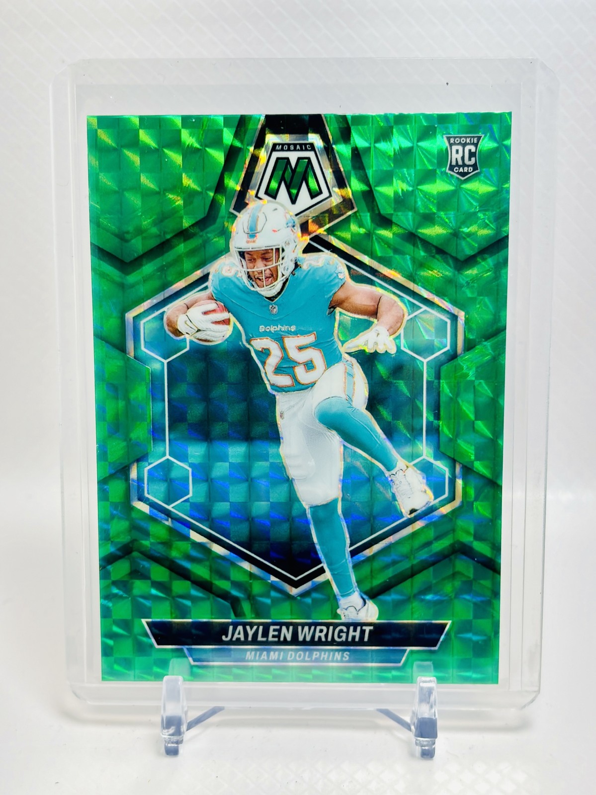2024 Panini Football Mosaic Jaylen Wright Green Prizm #383 RC Miami Dolphins
