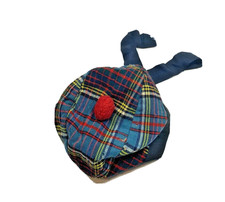 Antique Rare Triminghams Bermuda Childrens Cap Bonnet 6 5/8 Plaid Scottish Wool