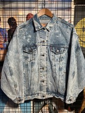 Vintage Levis 77930 0209 Acid Wash Denim Trucker Jacket Made in USA Mens Large