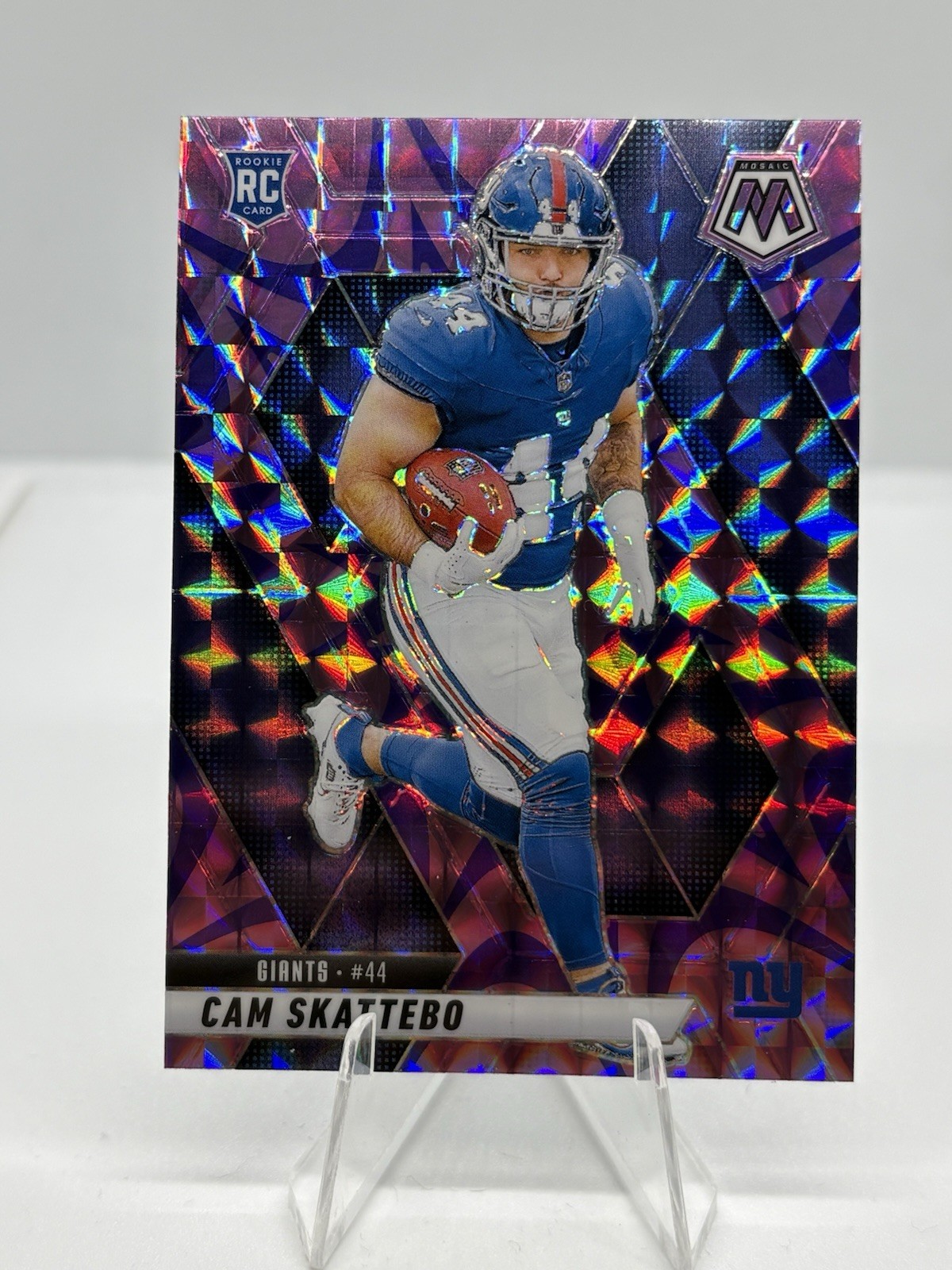 2025 Panini Mosaic Cam Skattebo RC Reactive Purple Mosaic Rookie #305