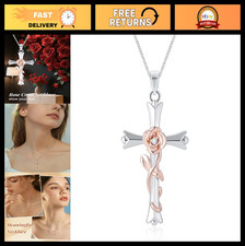 Silver Birthstone Cross Necklace for Women Faith Pendant Jewelry Gift for Teen