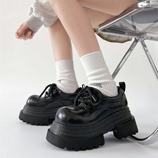 Fashion commuter black thick heel platform shoes women