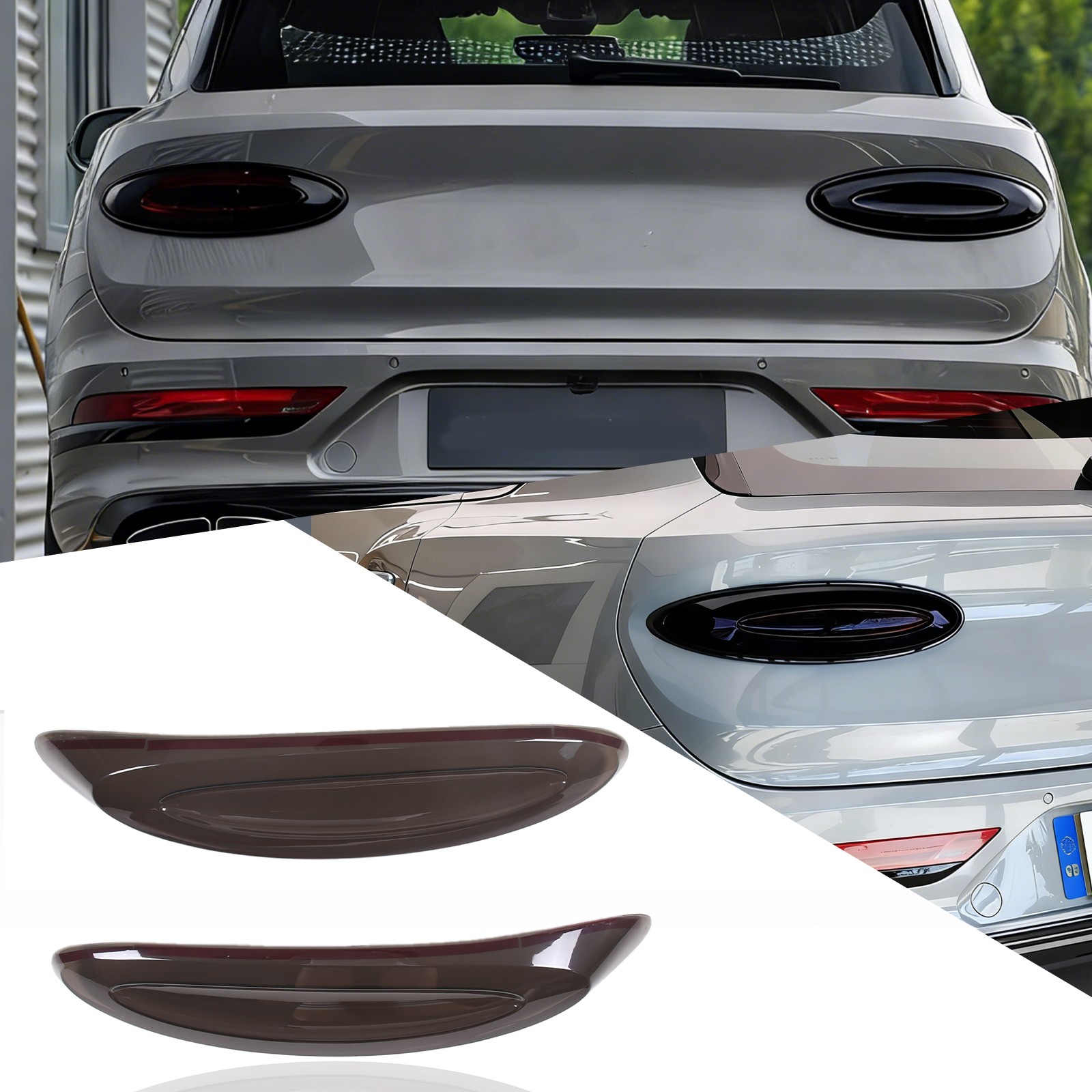 Smoked Black Gray ABS Taillight Cover Trim For Bentley Bentayga 2021-2023 US