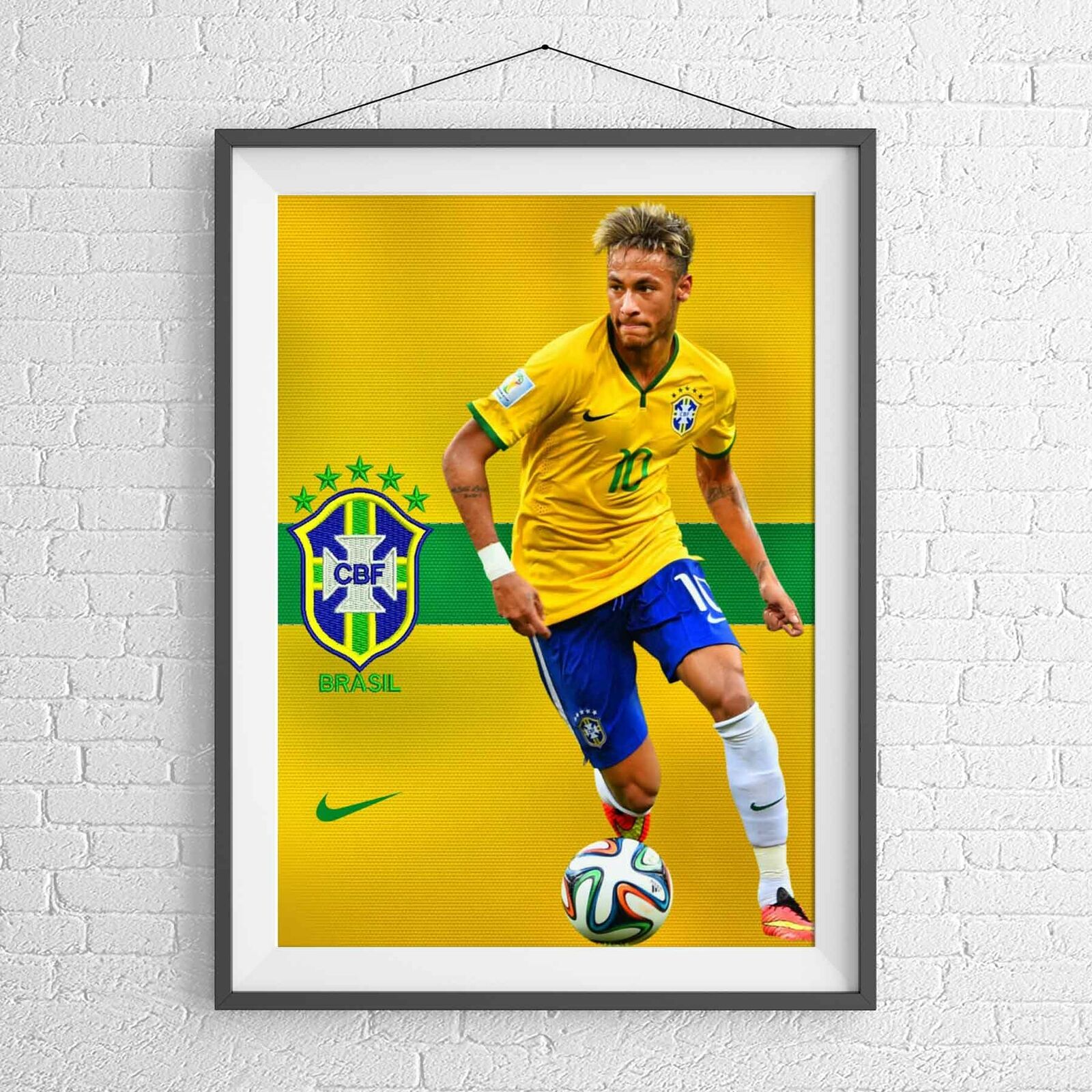 Optional Soccer Stars Neymar Jr Brasil Soccer Poster Canvas 