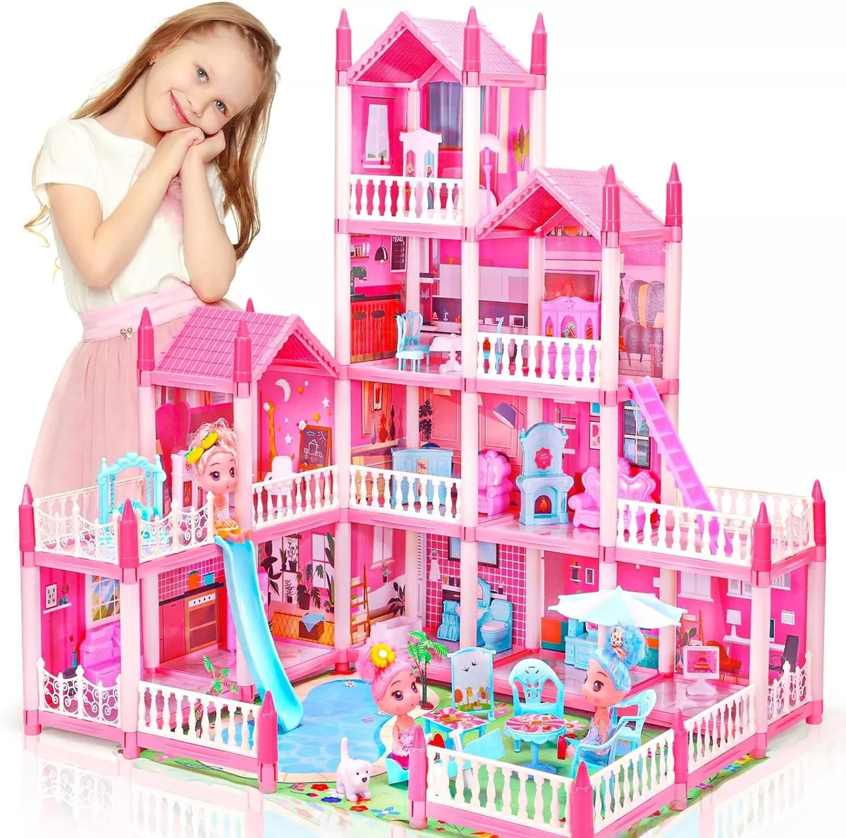 Buy Barbie Dreamhouse, 75+ Pieces, Pool Party Doll House With 3 Story Slide