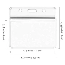 Bulk Clear Zipper Badge Horizontal ID Card Holder Large 4.75 X4.25 inch U.S.
