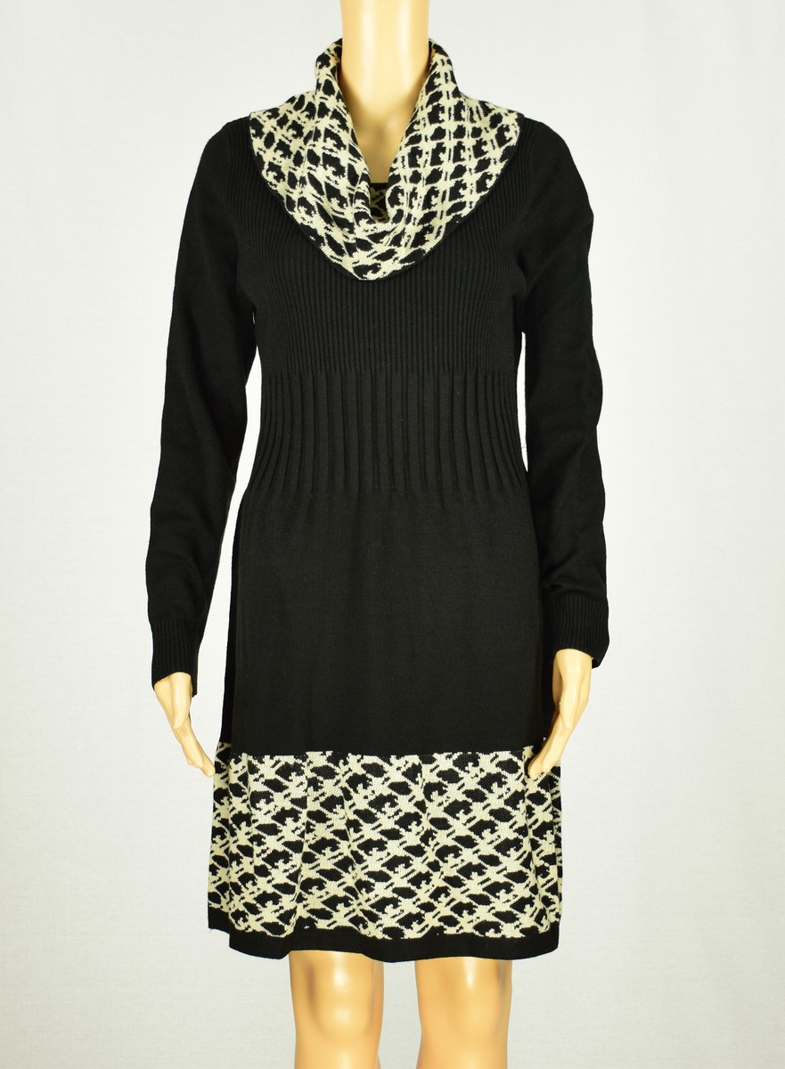 Jessica Howard Damen Schwarz/Elfenbein Rollkragen Pullover Kleid