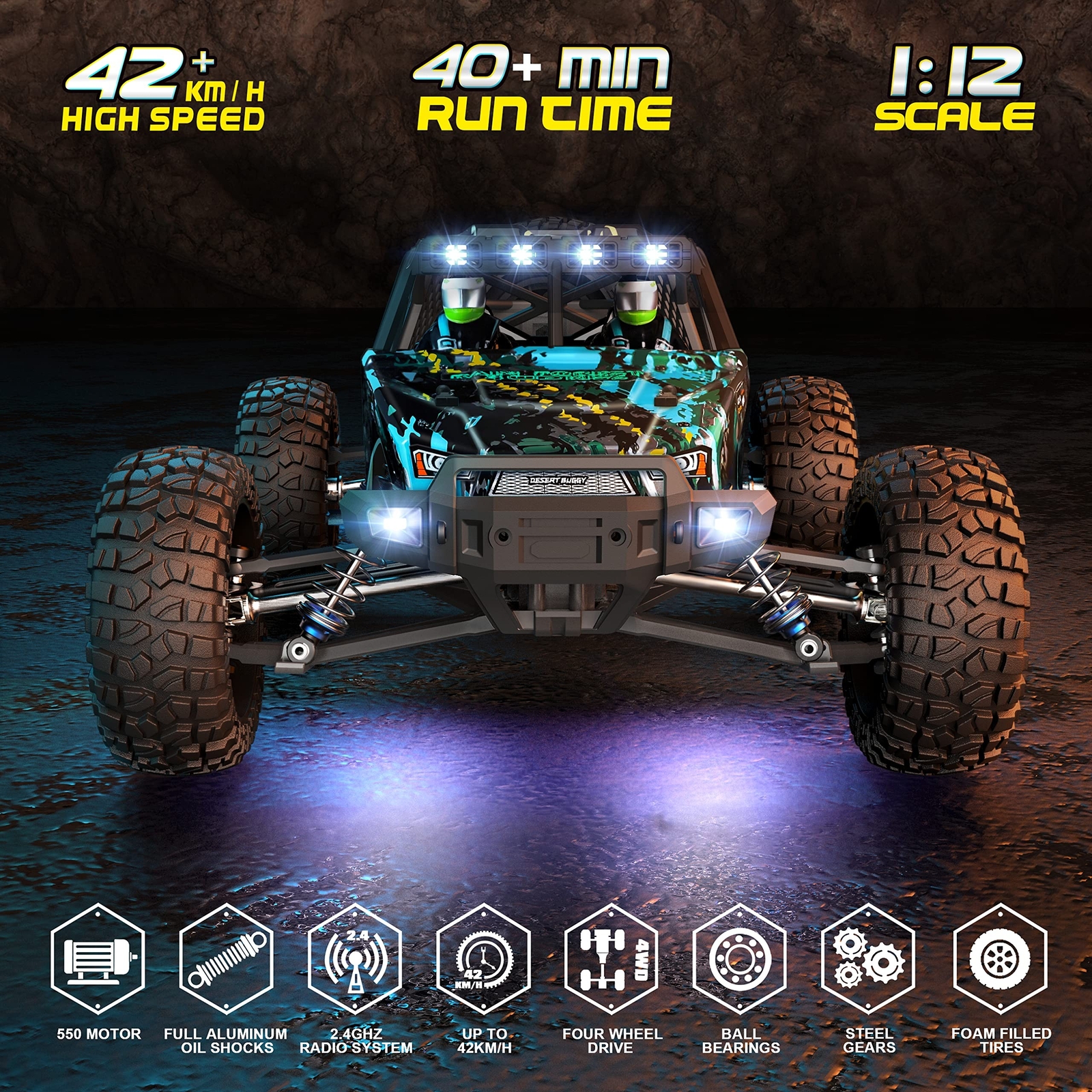 Camion RC HAIBOXING 2995 Scala 1:12 Buggy 4WD Elettrico - Colore Verde, Leggermente Usato, Funzionante