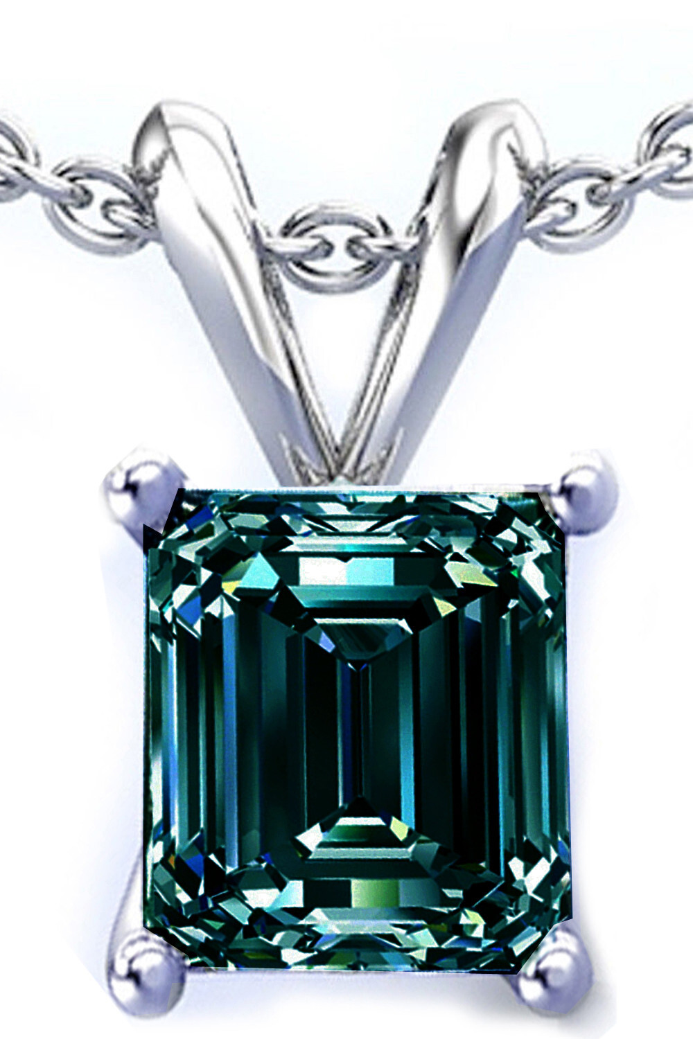 3.60 Ct Vvs1= meraeld Vivid Blue Moissanite Diamond Solitaire Silver Pendant