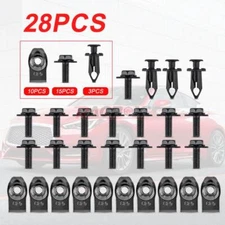 28Pcs Car Engine Splash Shield Body Bolts Screw Nuts Fender Bumper Clips Rivet