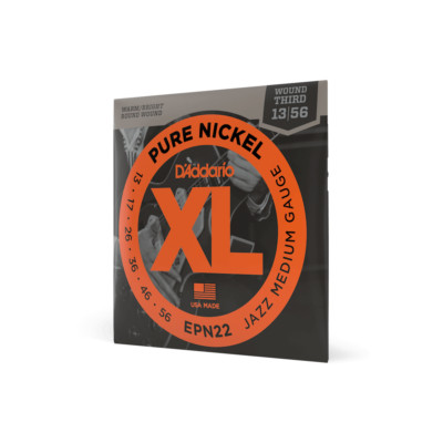 D'Addario EPN22 Pure Nickel Electric Guitar Strings Jazz Medium 13-56