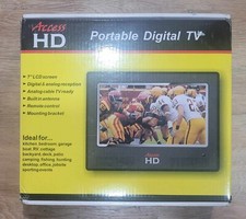 New Open Box 7" LCD Access HD PTV7000 Portable Digital TV Car Adapter NO REMOTE