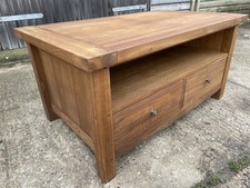 Quality French chunky oak coffee table with drawers and undershelf.