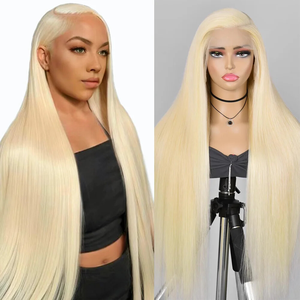 613 Blonde HD Transparent Lace Front Wig Human Hair Straight Pre Plucked