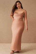 Anthropologie BHLDN Cali Satin Cowl-Neck Midi Slip Dress Sedona Plus 22W NWT