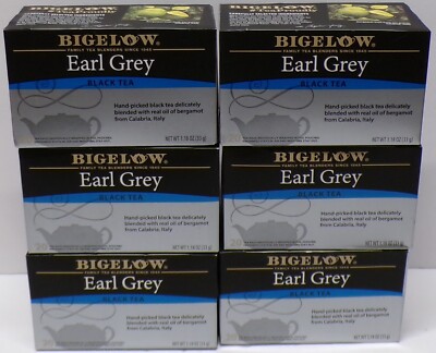 Lot of 6 Bigelow Earl Grey Black Tea 20 Tea Bags Each Per Box Expire Mar28