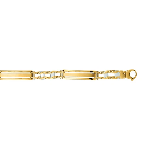 Brazalete de eslabones de ferrocarril de barra de oro macizo de dos tonos 14k para hombre 8,25" 13 gramos 7 mm - Imagen 1 de 1