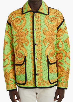 NWT Versace Barocco Medusa Logo Baroque Greca Quilted Snap Jacket 48 US 38 $4150