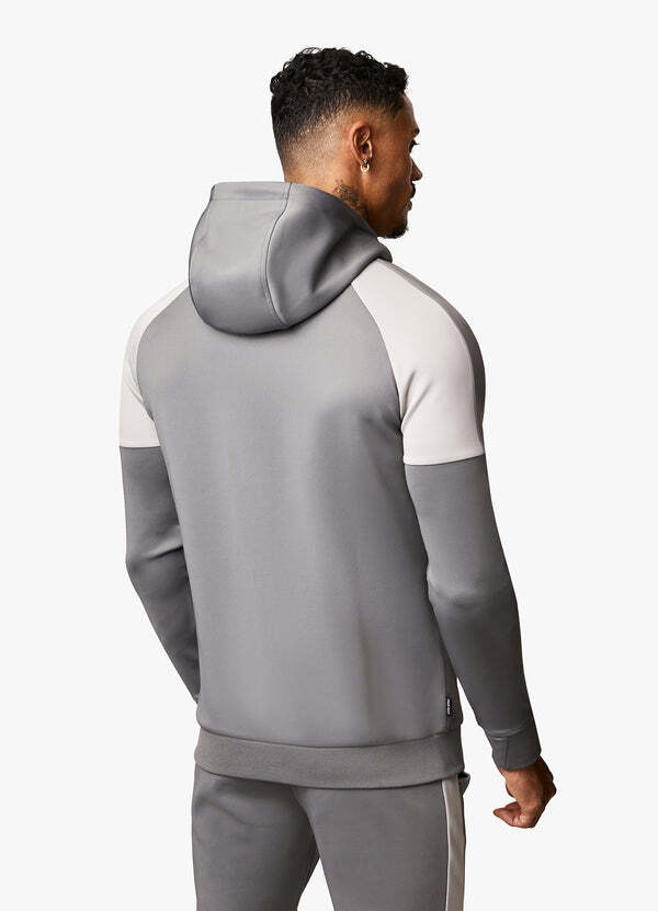 Gym King Mens Hoodie Grey Slim Fit Full Zip Poly Long Sleeve Top