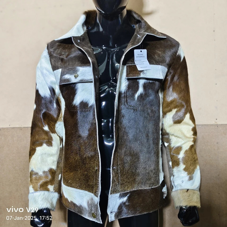 PONY Giacca uomo western pelle di vacchetta vera pelle di cavallo elegante camion