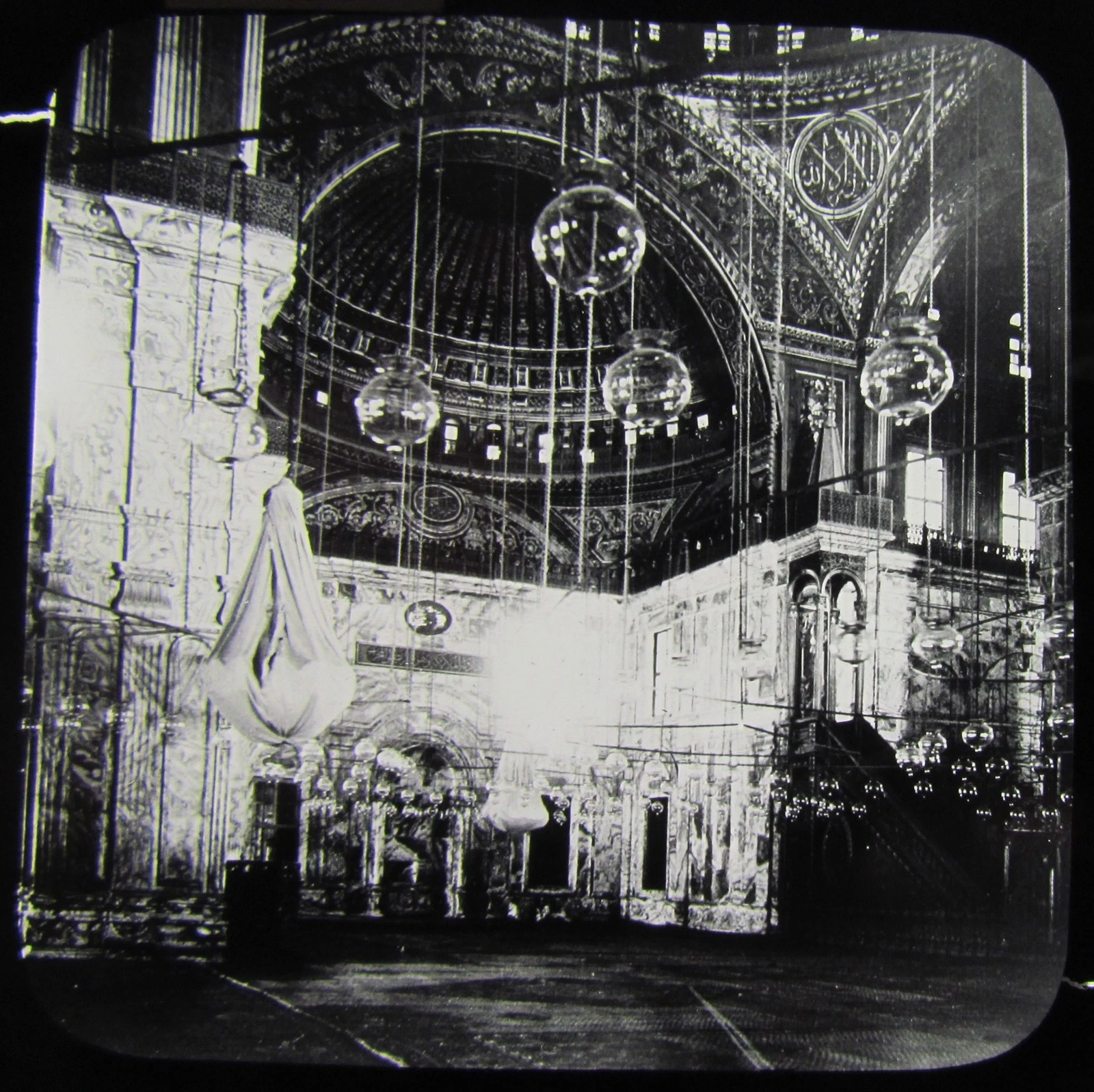 Glass Magic Lantern Slide SANCTUARY MOHAMET ALI MOSQUE C1900 EGYPT EGYPTIANS