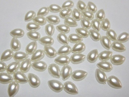 1000 Ivory TearDrop Half Pearl Bead Flat Back Cabachons Gem 4X6mm Scrapbook - Picture 6 of 7