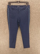 Old Navy Pixie Ankle Pants Women 6 Dark Blue Aqua  Polka Dot Mid Rise Straight