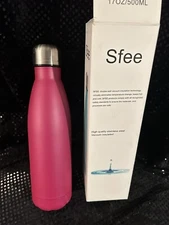 Sfee 17oz Double Wall Vacuum Insulated Stainless Steel Water Bottle Hot Pink