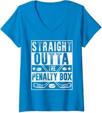 Vintage Ice Hockey Player Hockey Team Penalty Box Ladies' V-Neck Tshirt