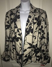 Nwt Giancarlo Ferrari Khaki And Black 100% Linen Lined Jacket Blazer Sz 8 $178