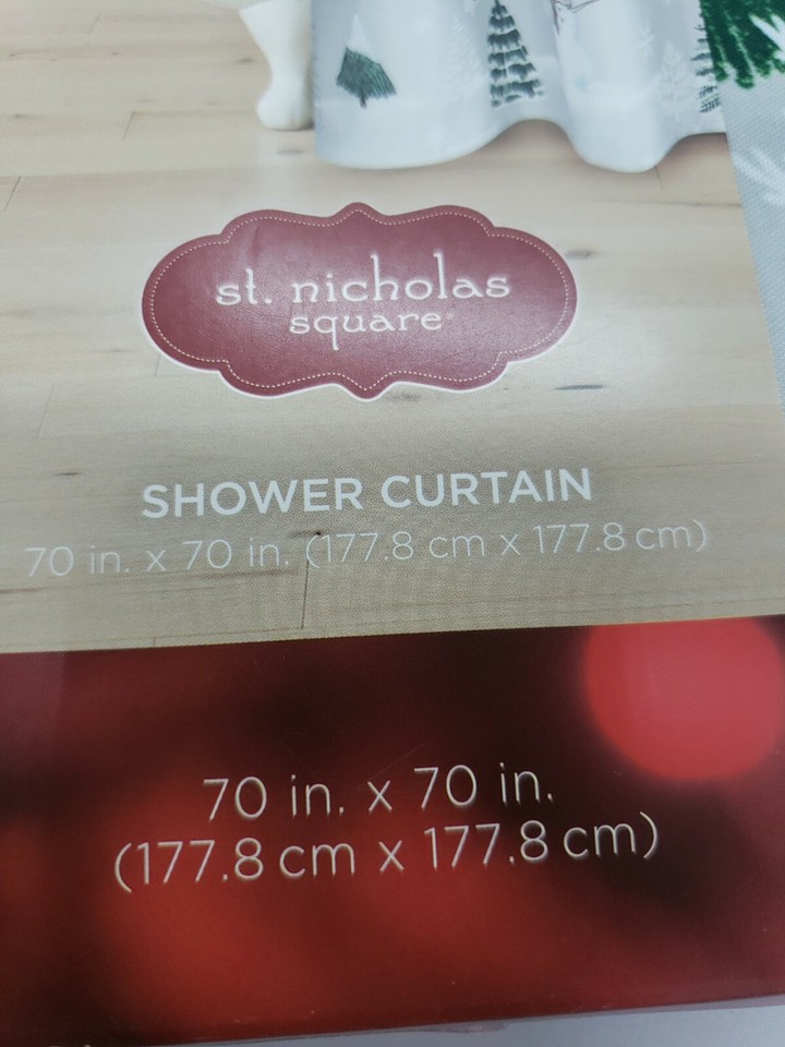 NEW St Nicholas Square Winter Shower Curtain Snowman Trees eBay