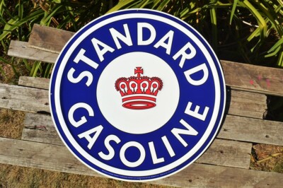 Standard Gasoline Embossed Tin Metal Sign - Chevron - Gas & Motor Oil - SOCONY