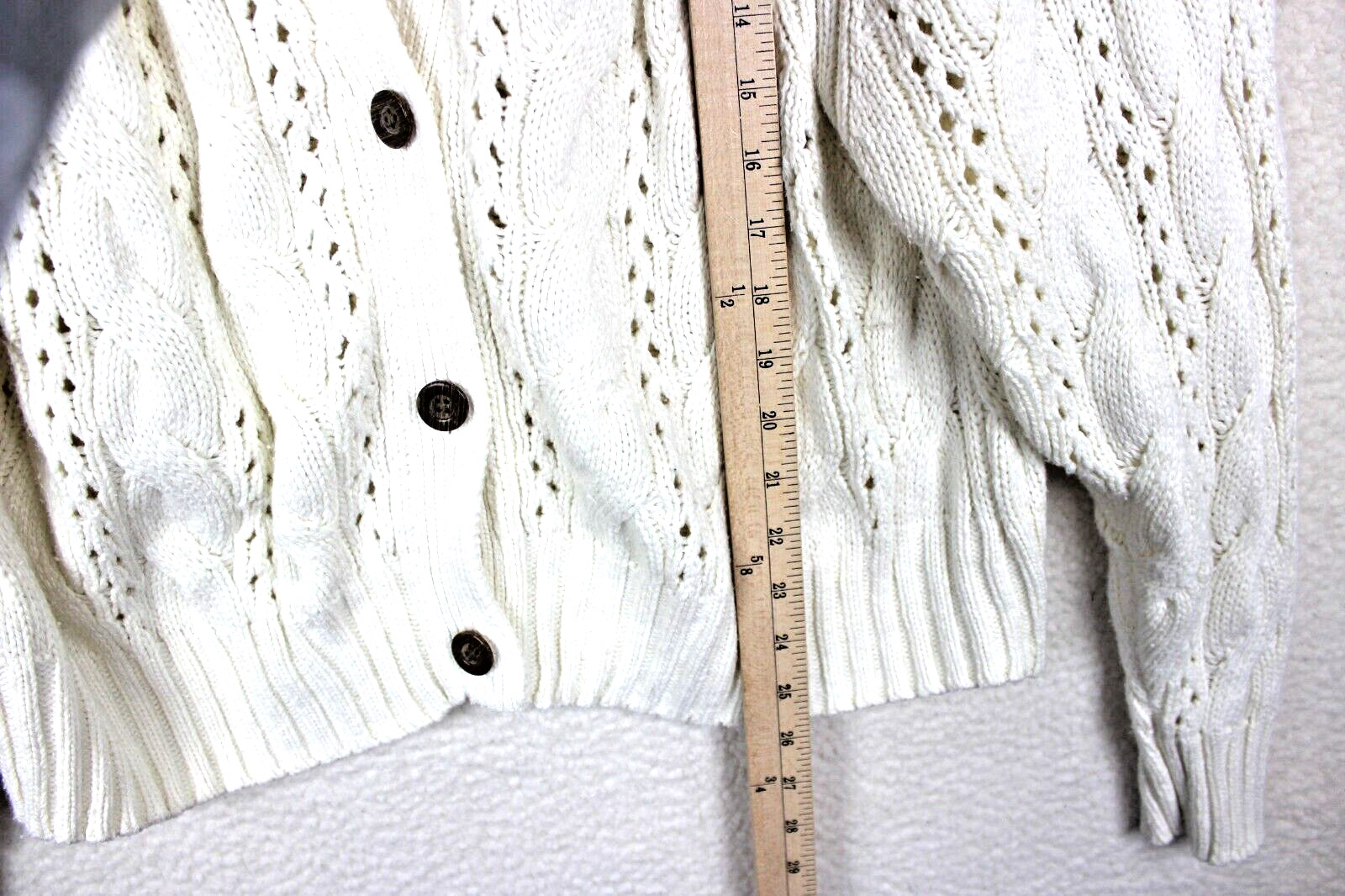 Universal Thread Cable Knit Open Weave Sweater Iv… - image 3