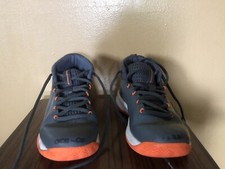 Under Armour Size 1Y Sneakers High Tops Gray Orange Laced Up