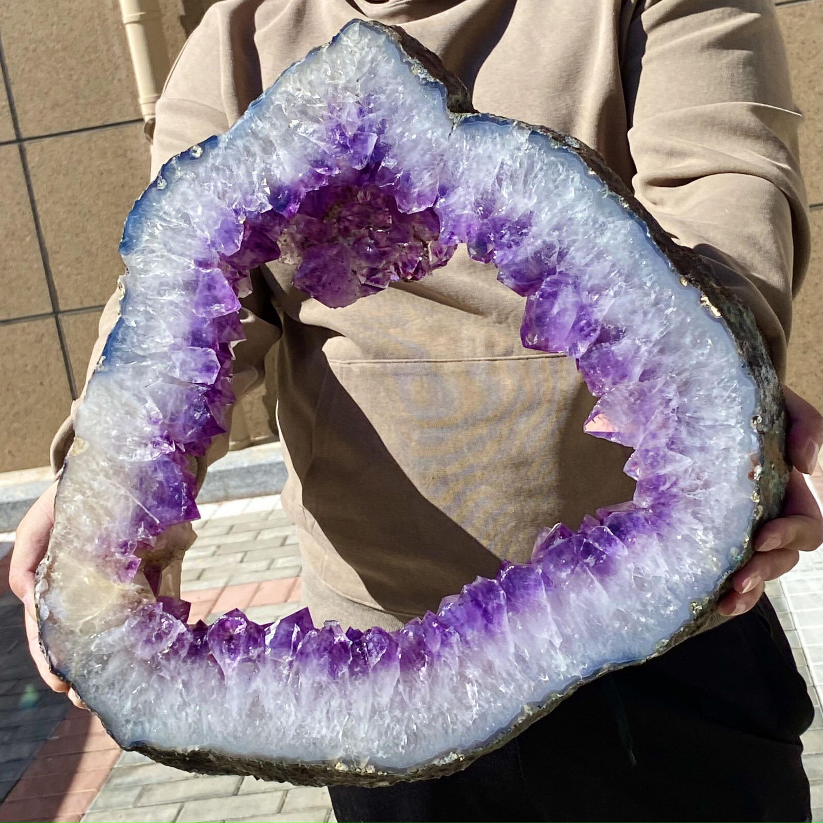 23 56lb natural beautiful agate geode crystal druzy slice extra large