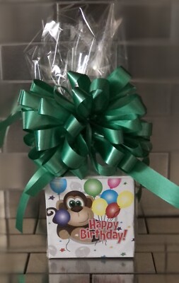 Happy Birthday Lollipop Gift Basket-Box Monkey-Balloon Theme With Green Bow