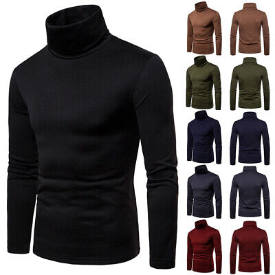 omniscient Men Casual Basic Knitted Turtleneck Solid Pullover Thermal Sweaters 