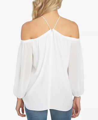 1. State White Off The Shoulder Halter Neck Blouse Cold Shoulders