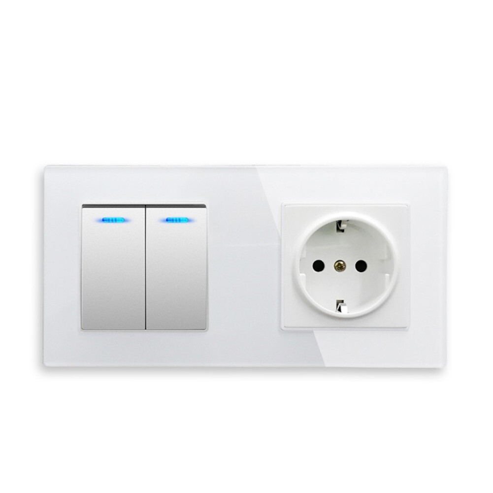 Elegant European Standard Tempered Glass Switch Socket Concealed