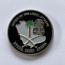 FBI CHALLENGE COIN ~ OFFICE OF THE LEGAL ATTACHE RIYADH, SAUDI ARABIA 1.75