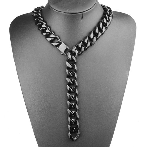 Chaîne homme lourde 19 mm 316L acier inoxydable CURB lien cubain collier bracelet - Photo 25/46