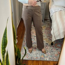 Ninety Brown Plaid Cuffed Wide Leg Career Pants Size 4