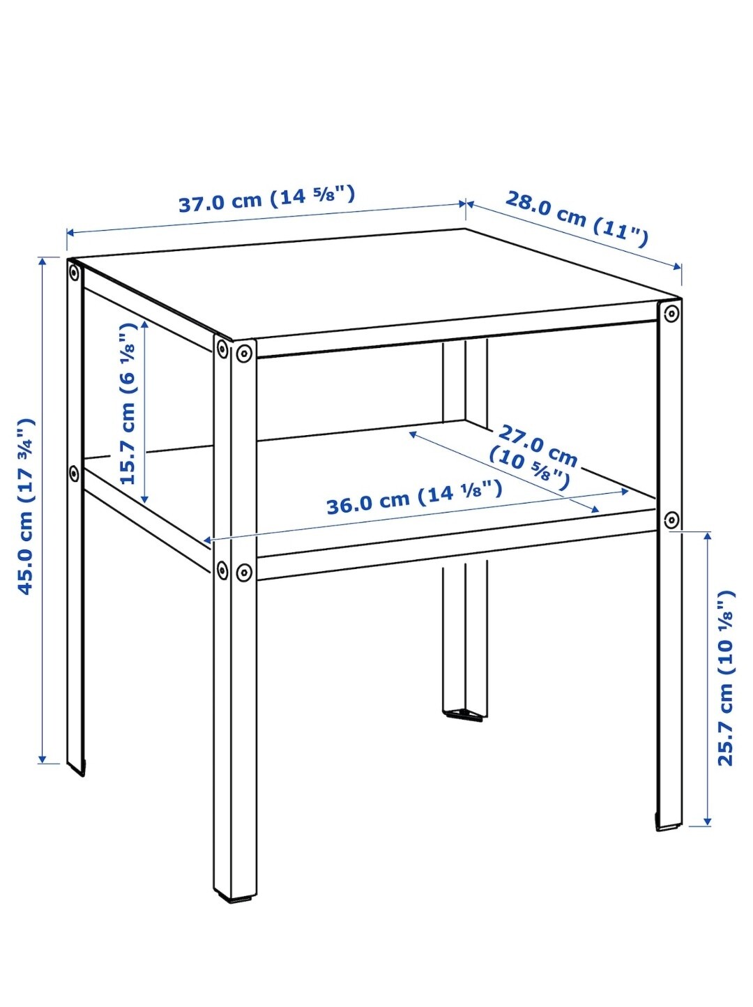 Ikea KNARREVIK Bedside Steel Table, Black 37x28 cm eBay