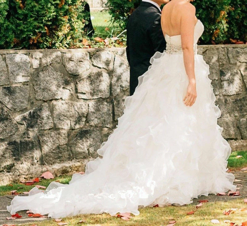 Precio Vestido de Baile Volantes Organza Vestido de Novia Cristales Vestidos de Novia Foto 2 de 4