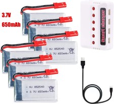 6pcs 3.7V 650mAh 25C Li-po Battery with JST Connector  USB Charger for RC Quad