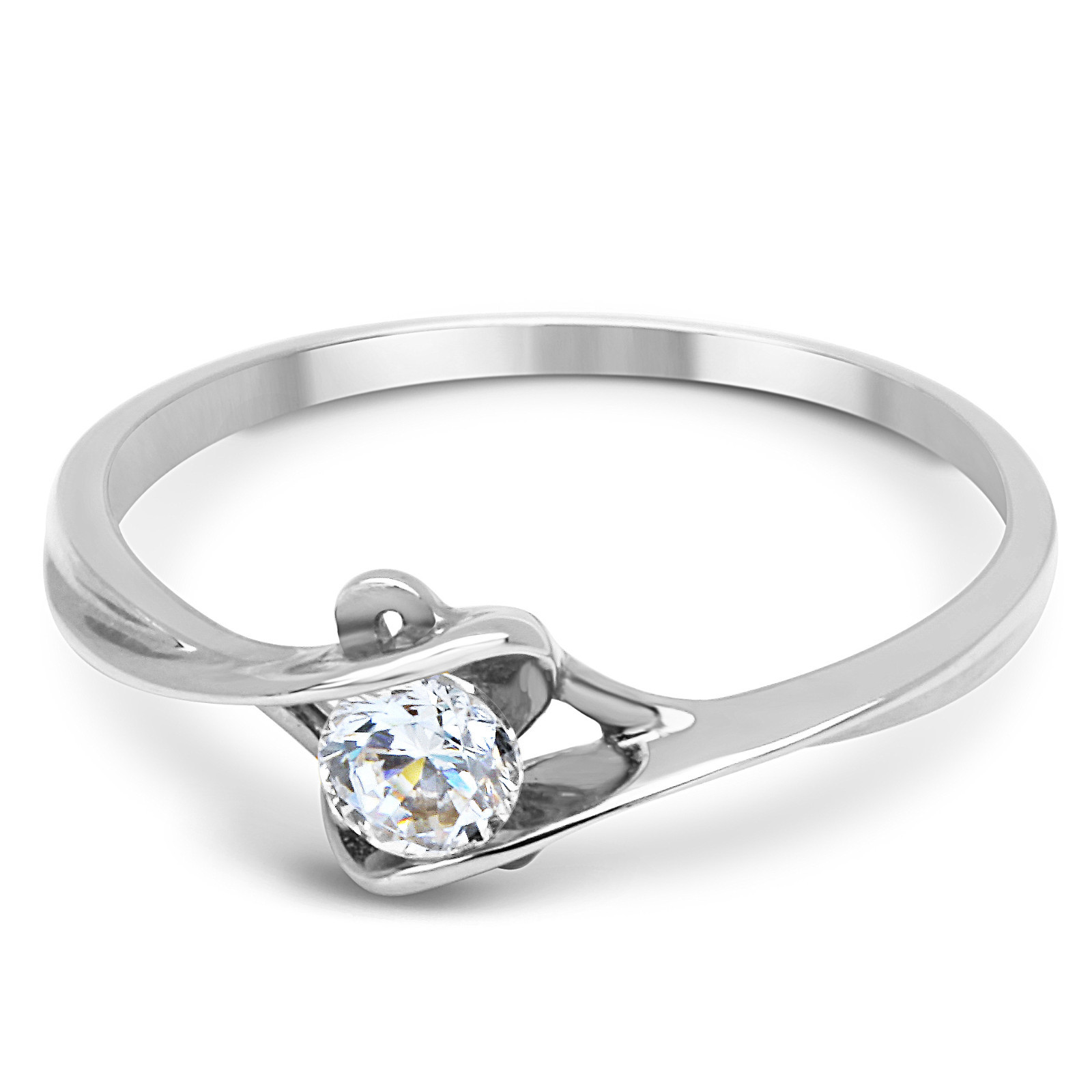 14K Solid White Gold CZ Cubic Zirconia Solitaire Engagement Promise ...