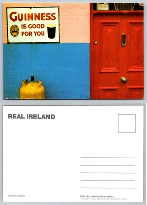 REAL IRELAND Bray Co Wicklow Pub Front Guinness Sign Red Door Postcard